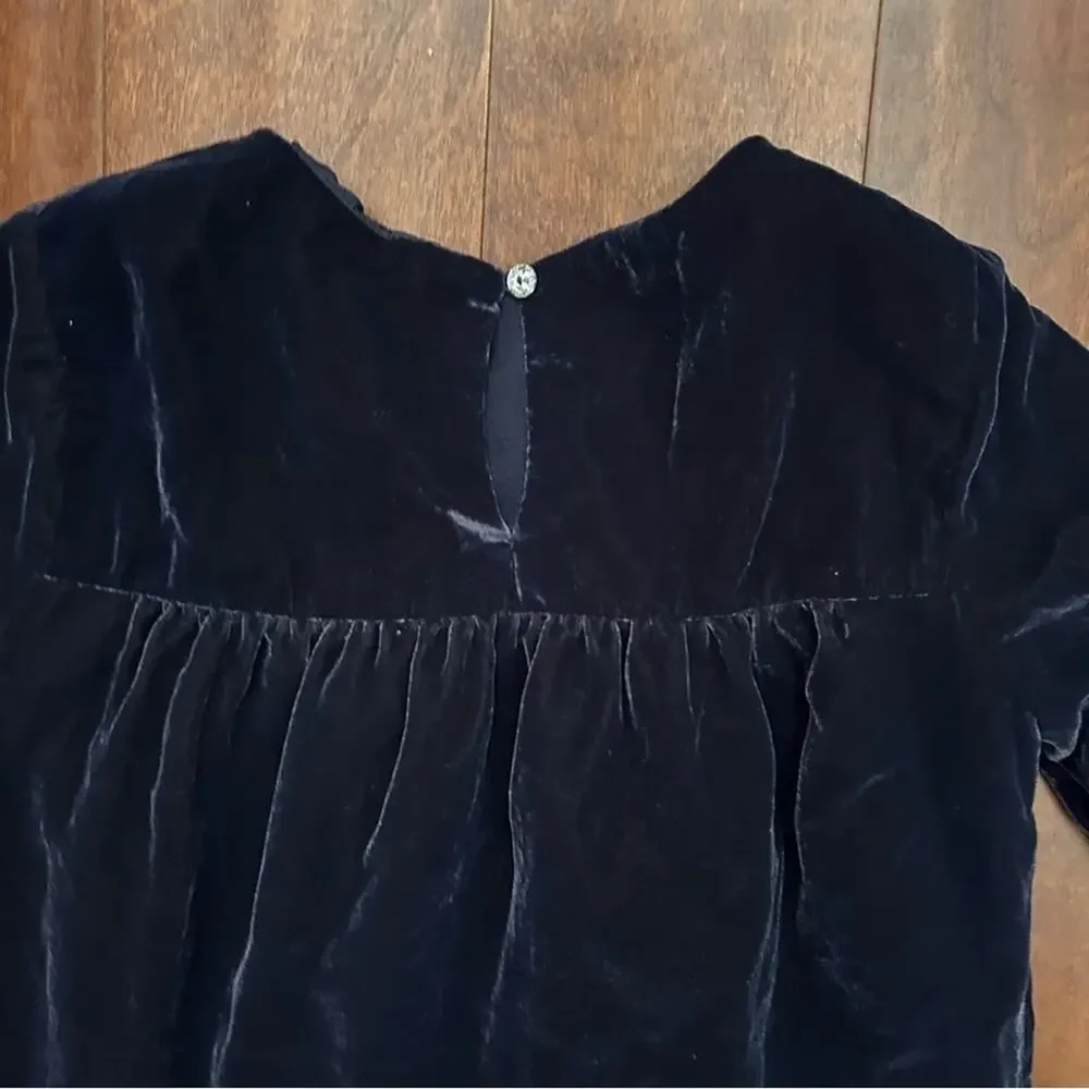 Gymboree Girl’s Dark Blue Tiered Velvet Dress with Bell Sleeves, Size 10